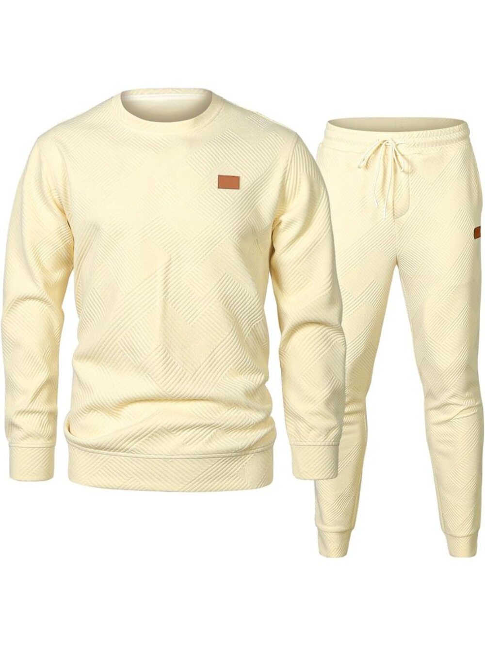 Men's 2 Piece Sets Apricot Sweatsuits Casual Long Sleeve Sweatpants Fall Outdoor